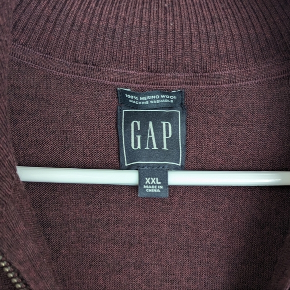 GAP 100% Merino Wool Pullover Quarter Zip - Maroon sz XXL - Picture 3 of 5